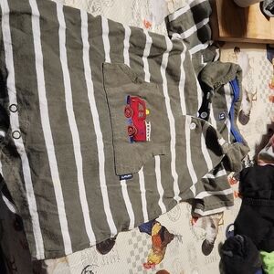 Striped Green and White Baby Romper